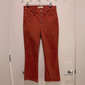 Madewell corduroy cali demi boot in brick color
